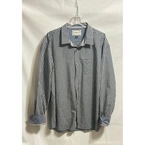 Flag & Anthem Mens XXL Navy White Gingham Check Long Sleeve Button Down Shirt